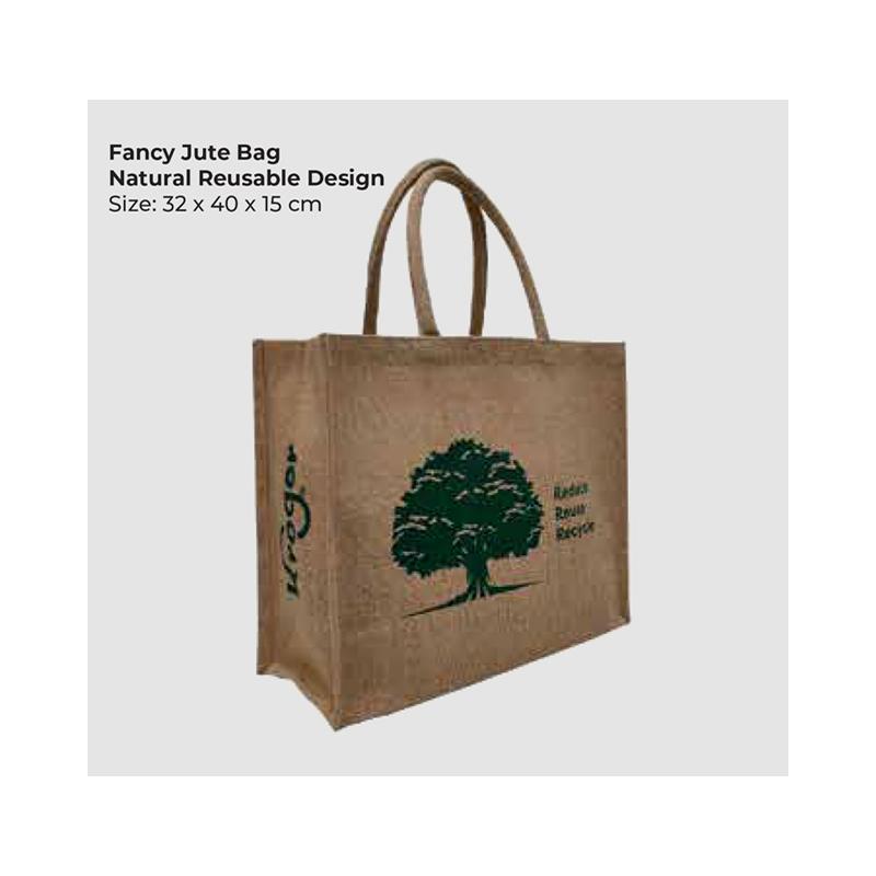 Natural Reusable Design Fancy Jute Bag